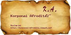 Korponai Afrodité névjegykártya